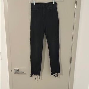 Just Black High Rise Black Jeans with Frayed Hem